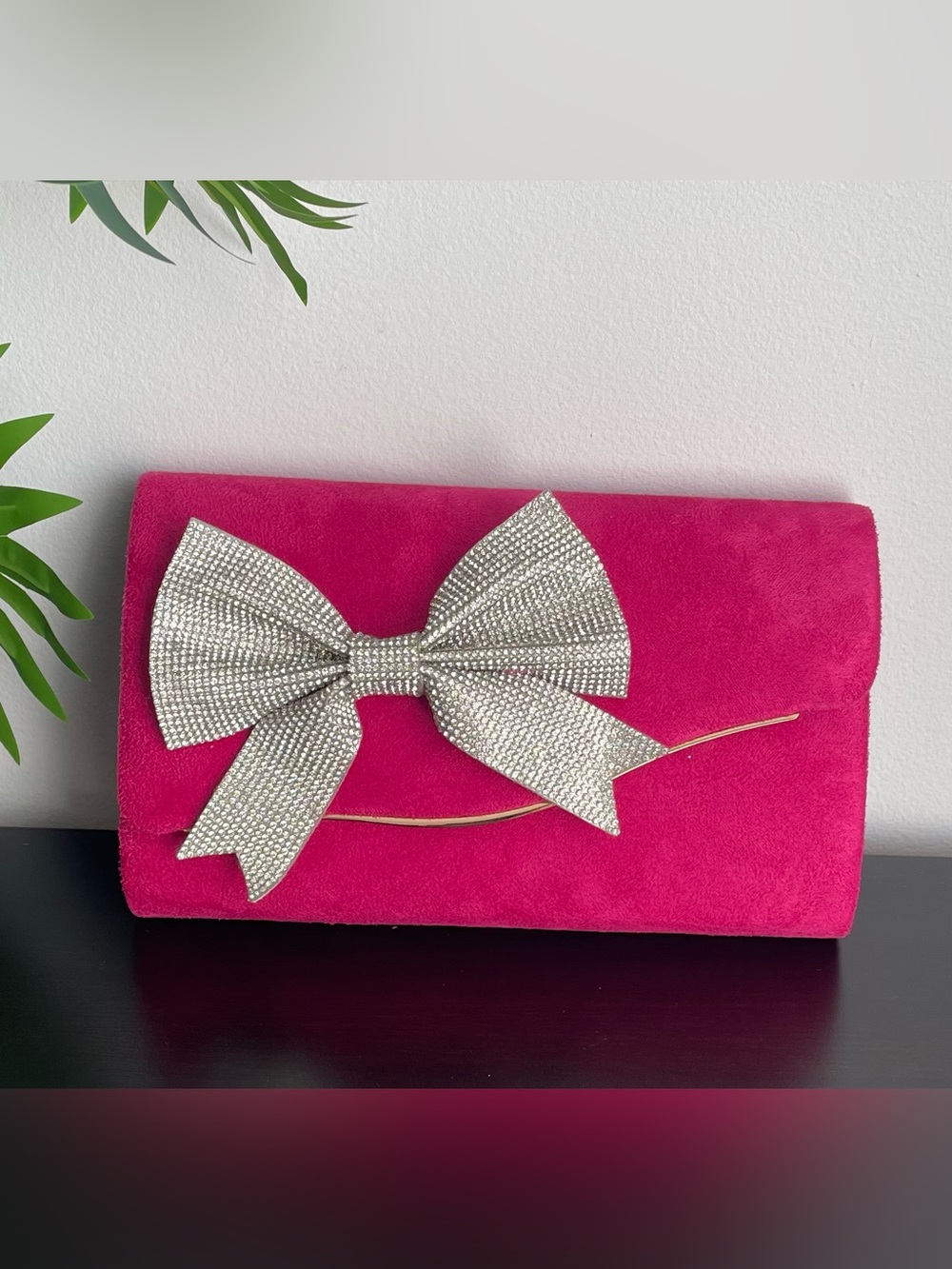 Crystal Bow Headband - Pink and Silver Accent